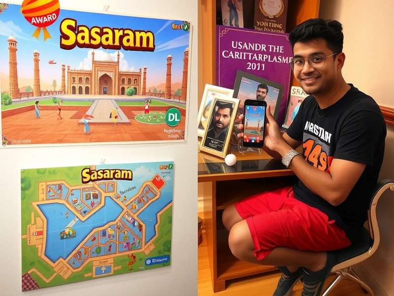 Desi Game Studios Team - The developers of Sasaram Vanguard Runner posing with their game on mobile devices